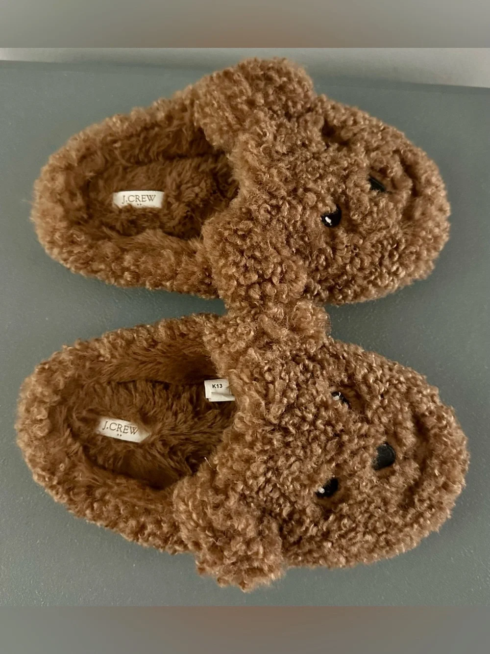J.CREW Fuzzy Dog Slippers, Size 13 (kids)